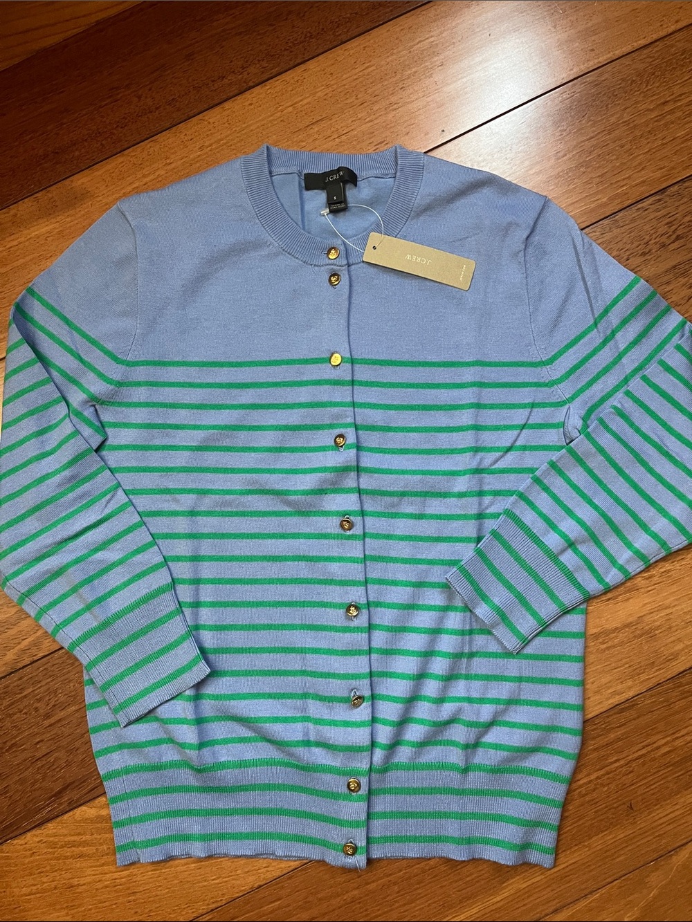 NWT J. Crew Striped Jackie Cardigan Gold Buttons